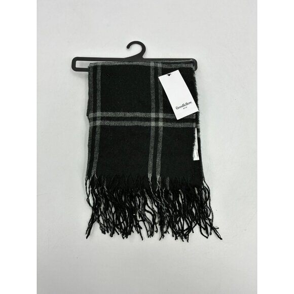 Goodfellow & Co Mens Black Gray Plaid One Size Acrylic Scarf - Picture 1 of 4